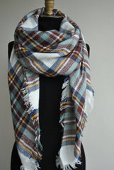 New Colors Blanket Scarf-Zara Plaid Blanket Scarf Unisex Large Tartan Checked Warp Shawl Pashmina Wool Cashmere Scarf